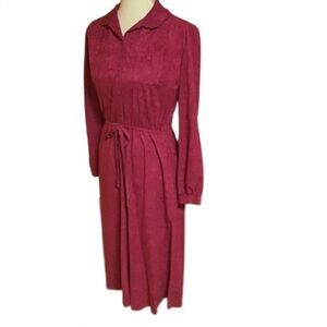 Vintage 80s suede cloth midi dress